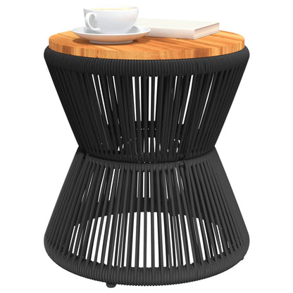 Mesa De Centro Base De Alambre Madera Acacia Negro Ø 45X44 Cm