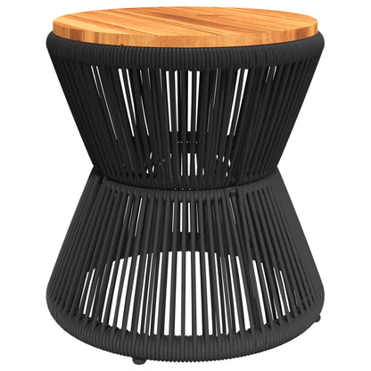 Mesa De Centro Base De Alambre Madera Acacia Negro Ø 45X44 Cm