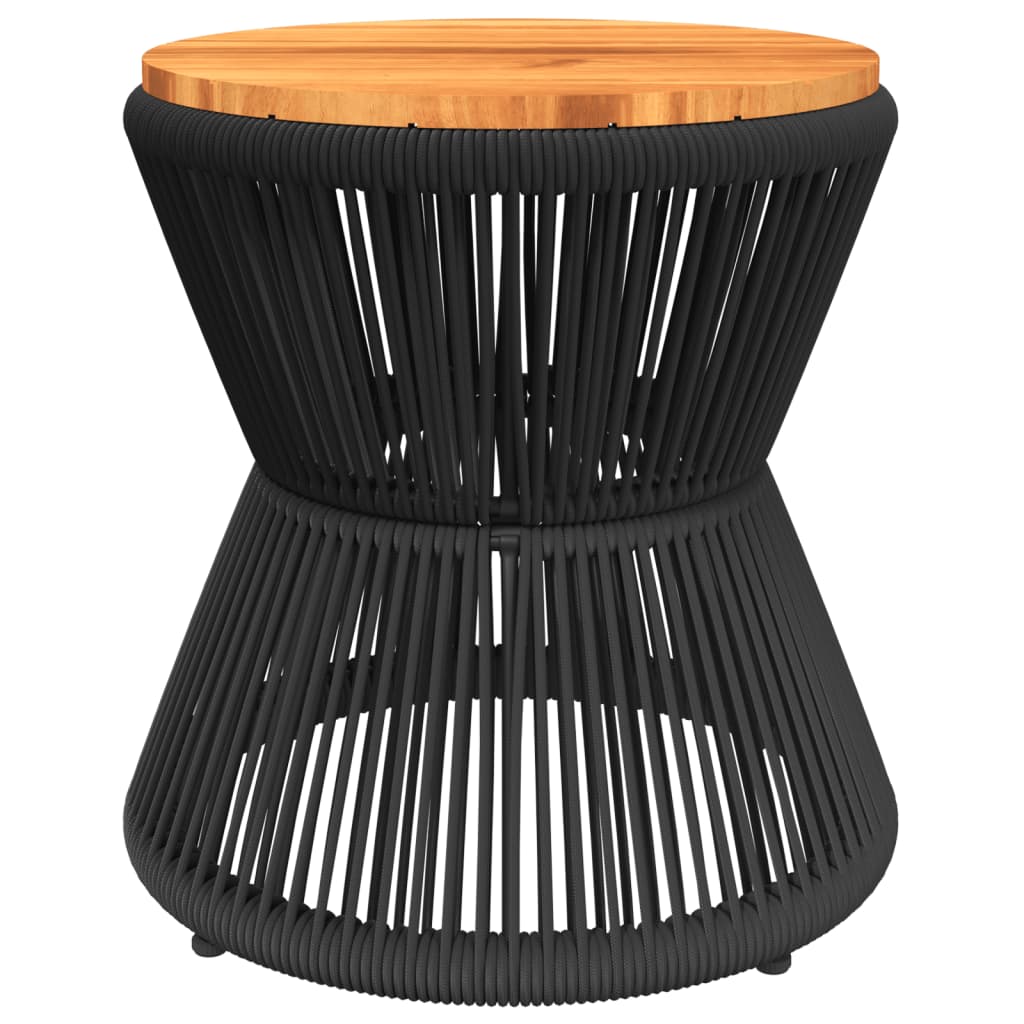 Mesa De Centro Base De Alambre Madera Acacia Negro Ø 45X44 Cm