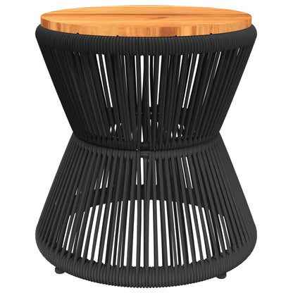 Mesa De Centro Base De Alambre Madera Acacia Negro Ø 45X44 Cm
