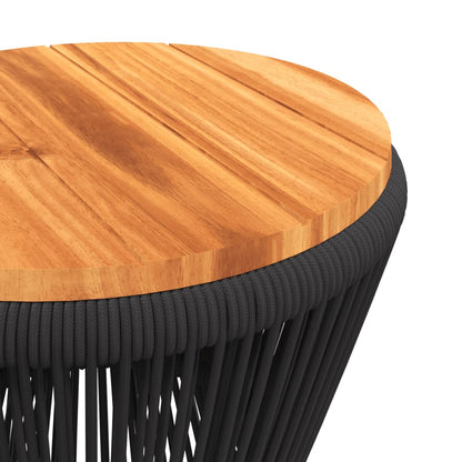 Mesa De Centro Base De Alambre Madera Acacia Negro Ø 45X44 Cm