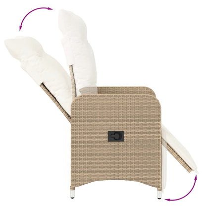 Silla De Jardín Reclinable Con Cojines Ratán Sintético