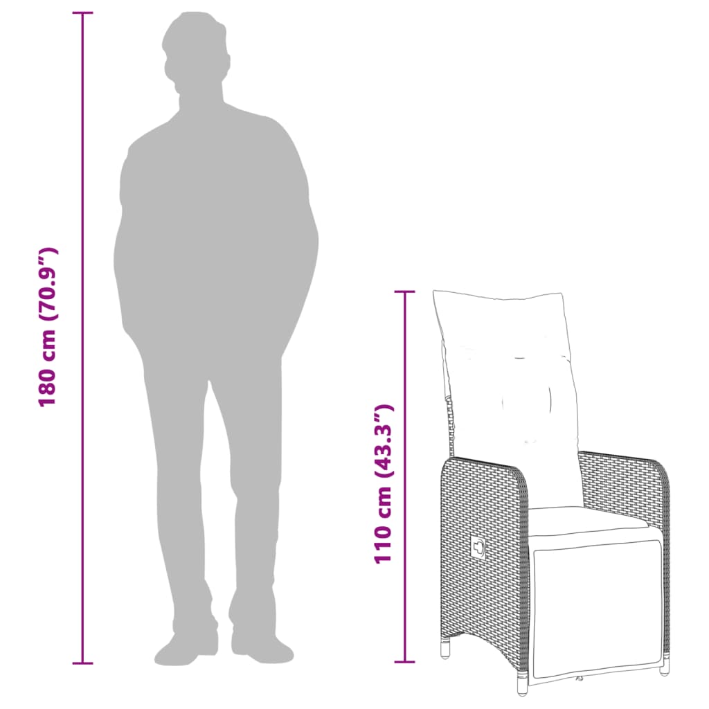Silla De Jardín Reclinable Con Cojines Ratán Sintético