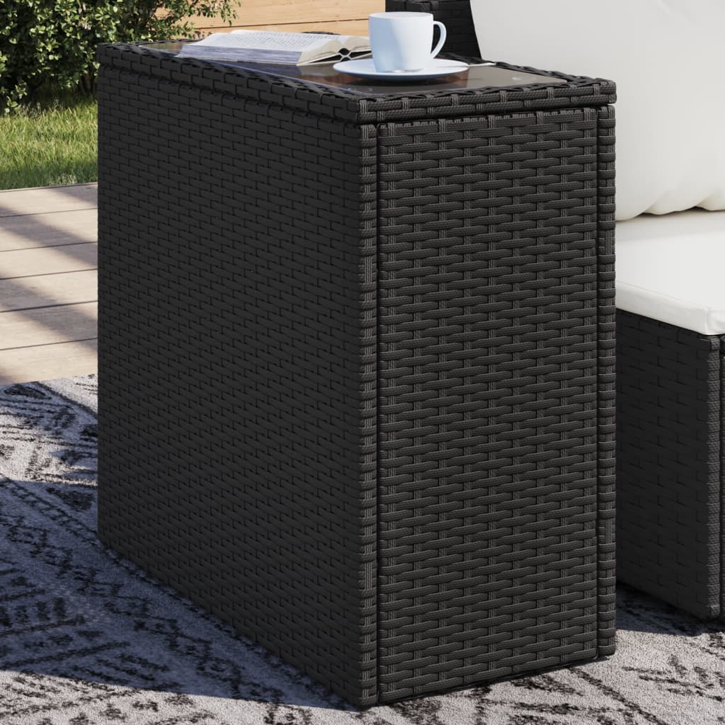 Mesa Auxiliar Jardín Tapa Vidrio Ratán Pe 58X27,5X55 Cm