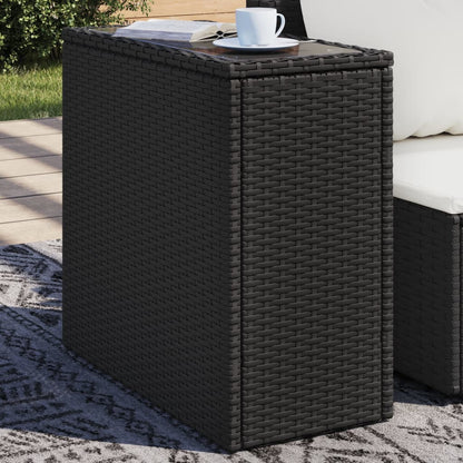 Mesa Auxiliar Jardín Tapa Vidrio Ratán Pe 58X27,5X55 Cm