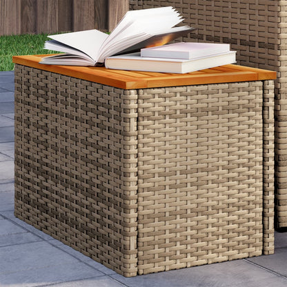 Mesas Auxiliares De Jardín 2 Uds Ratán Madera 55X34X37 Cm