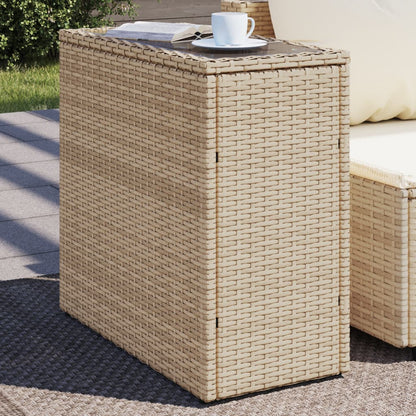 Mesa Auxiliar Jardín Tapa Vidrio Ratán Pe 58X27,5X55 Cm