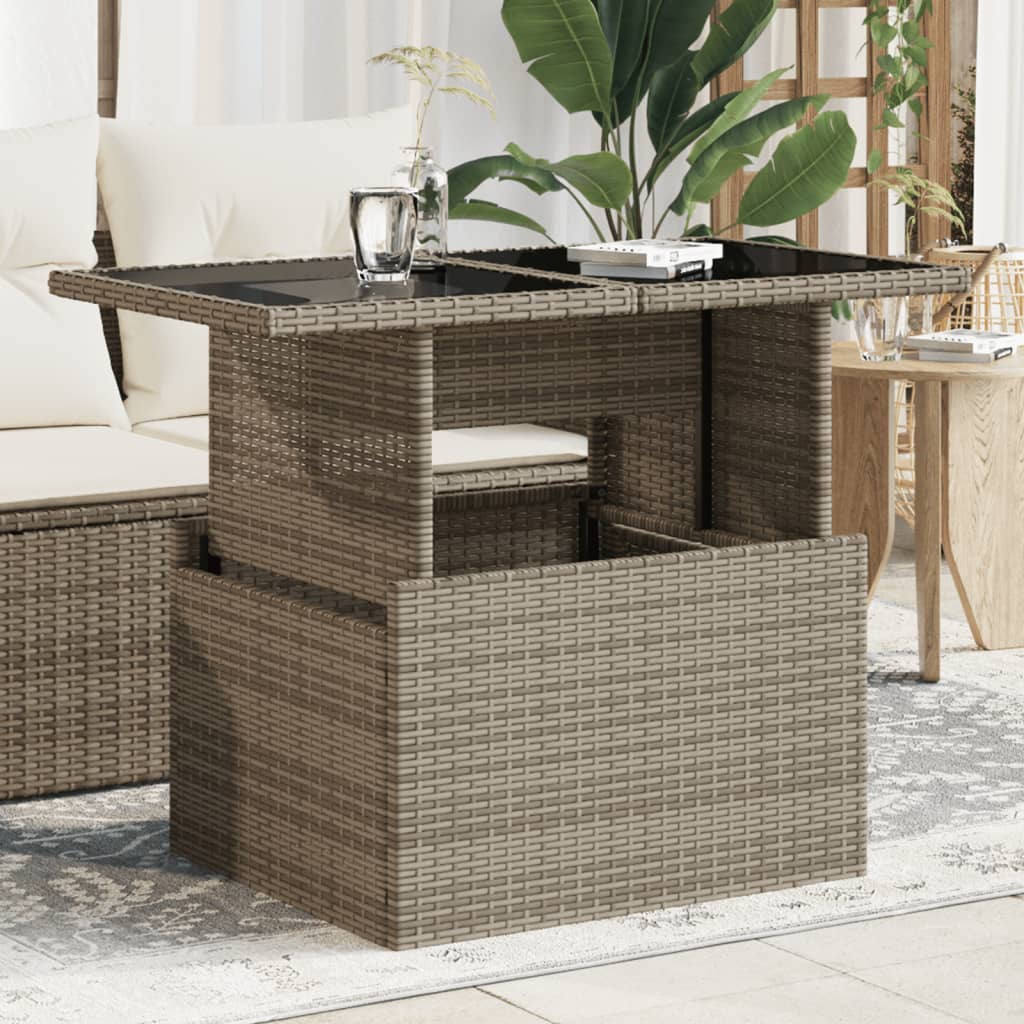 Mesa De Jardín Superficie Vidrio Ratán Pe 100X55X73 Cm