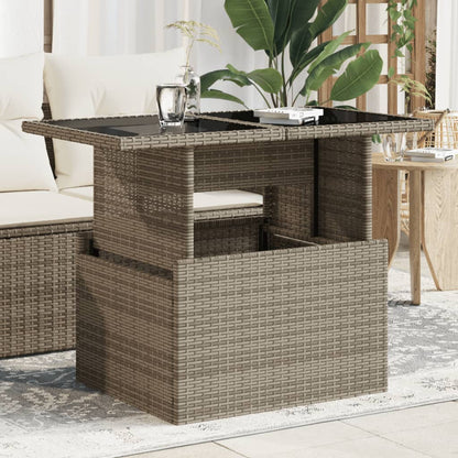Mesa De Jardín Superficie Vidrio Ratán Pe 100X55X73 Cm