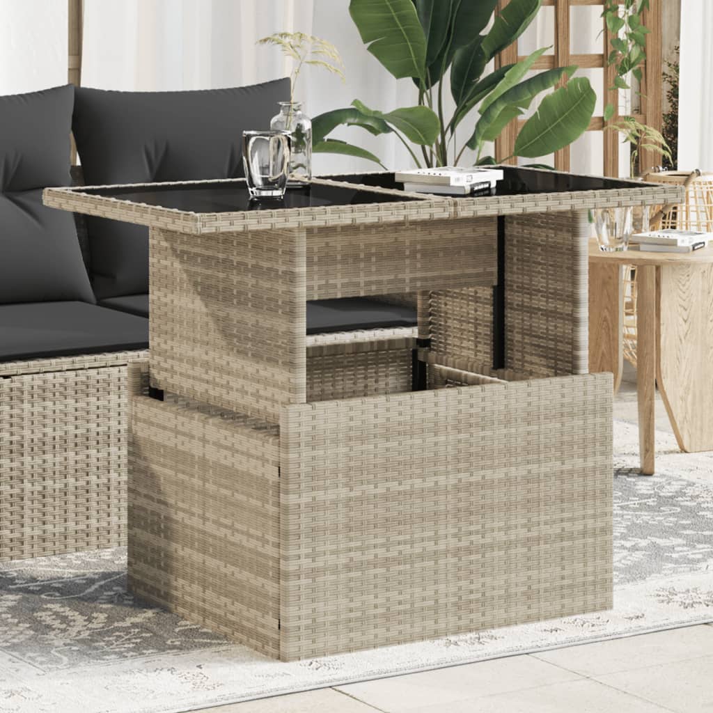 Mesa De Jardín Superficie Vidrio Ratán Pe 100X55X73 Cm