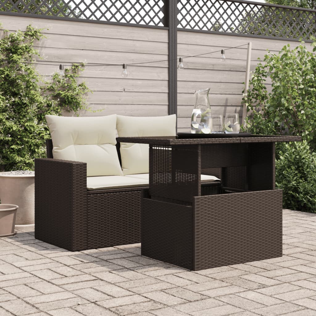 Mesa De Jardín Superficie Vidrio Ratán Pe 100X55X73 Cm