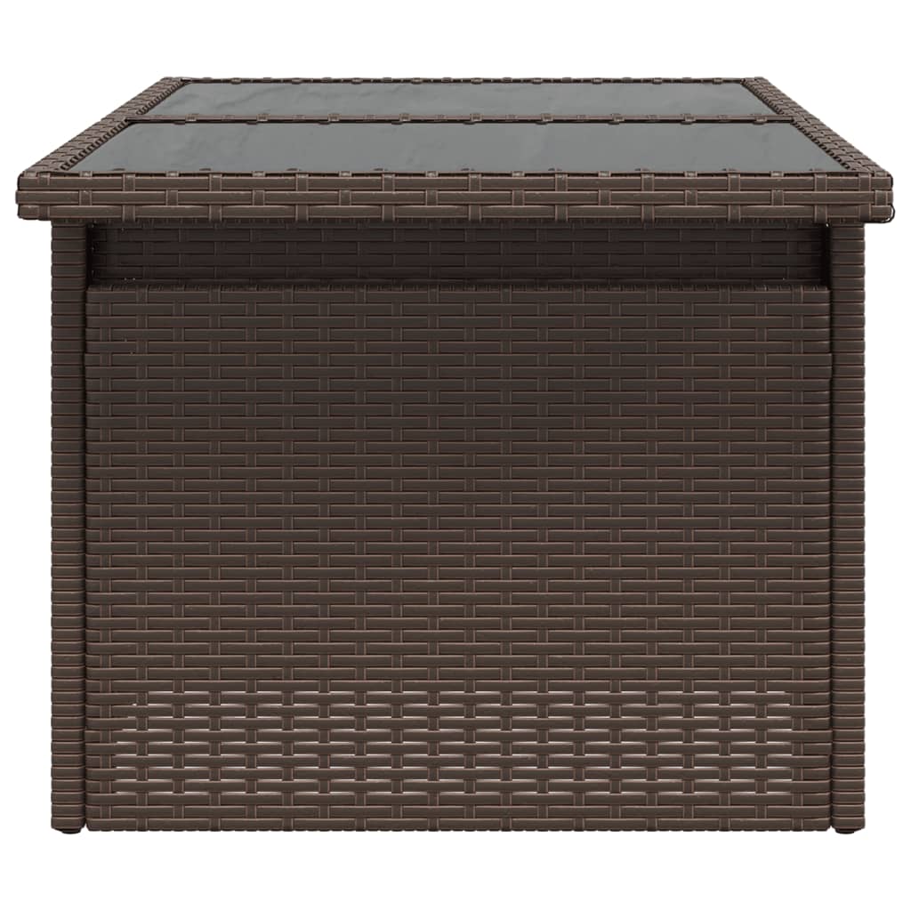 Mesa De Jardín Superficie Vidrio Ratán Pe 100X55X73 Cm