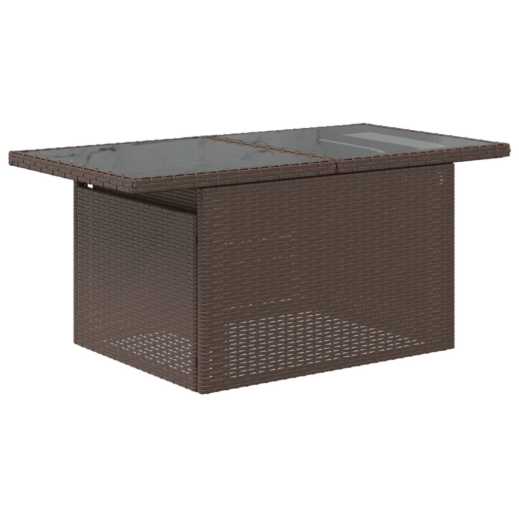 Mesa De Jardín Superficie Vidrio Ratán Pe 100X55X73 Cm
