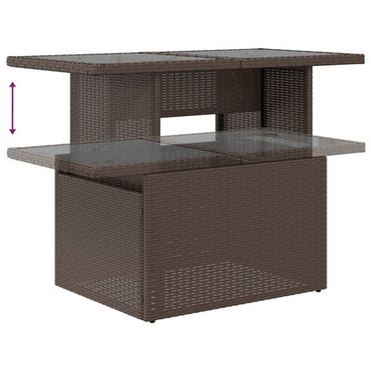 Mesa De Jardín Superficie Vidrio Ratán Pe 100X55X73 Cm