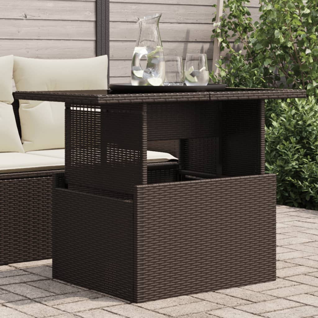 Mesa De Jardín Superficie Vidrio Ratán Pe 100X55X73 Cm