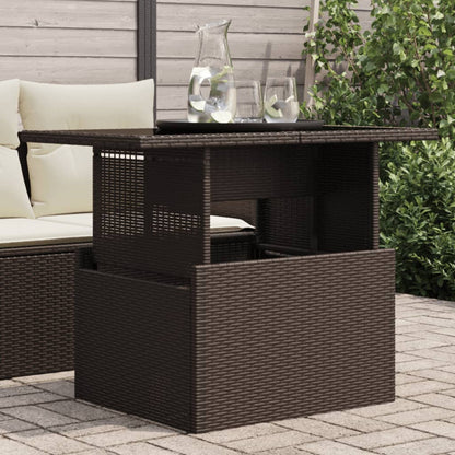 Mesa De Jardín Superficie Vidrio Ratán Pe 100X55X73 Cm