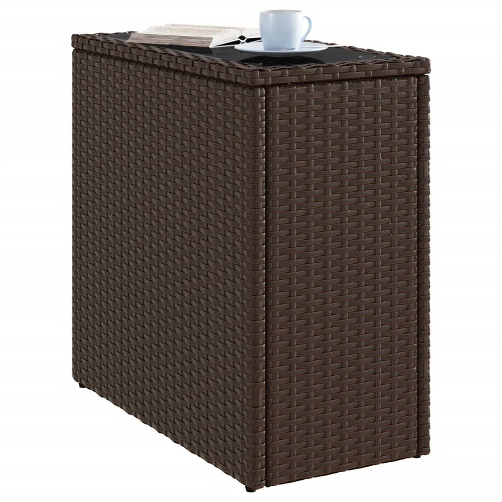 Mesa Auxiliar Jardín Tapa Vidrio Ratán Pe 58X27,5X55 Cm