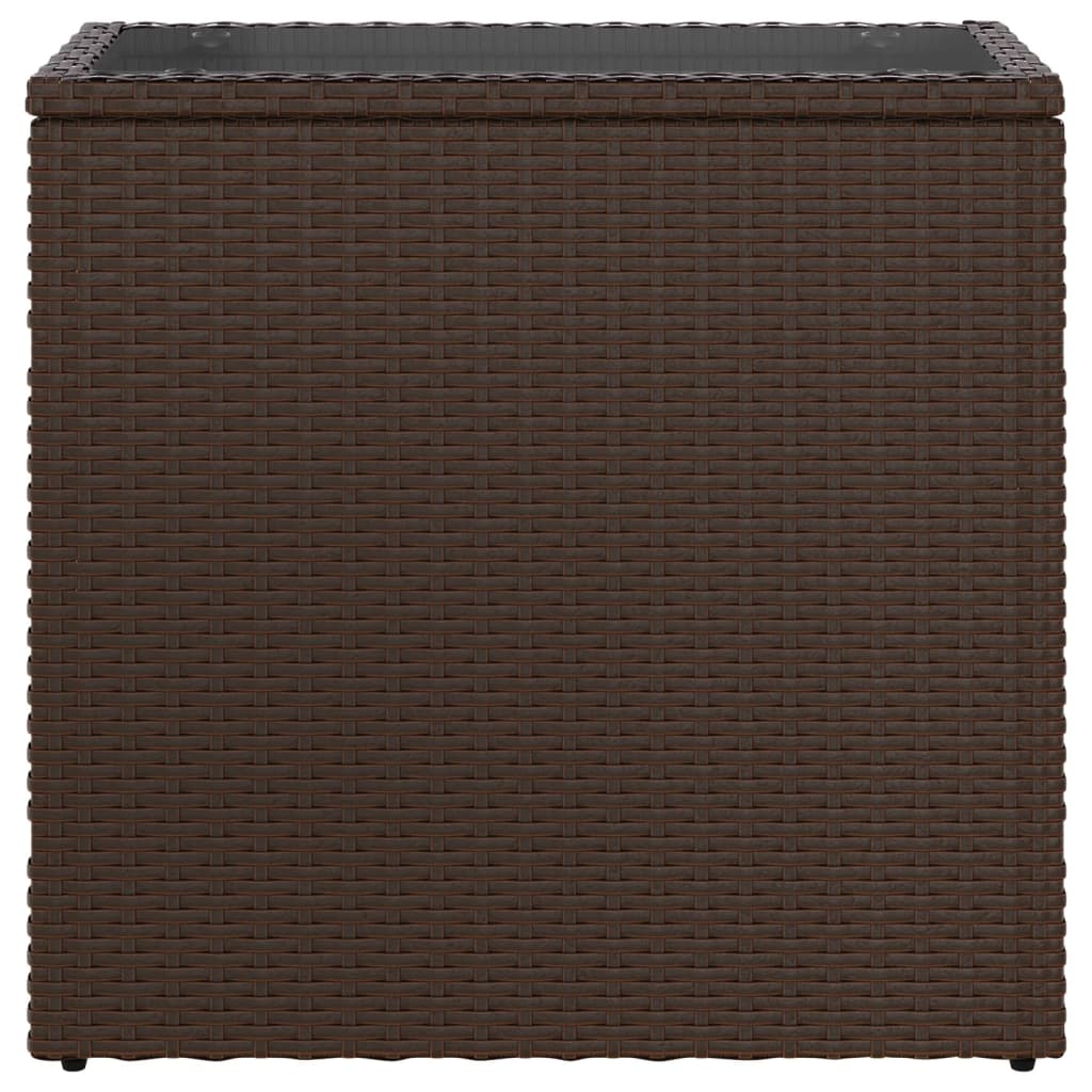 Mesa Auxiliar Jardín Tapa Vidrio Ratán Pe 58X27,5X55 Cm