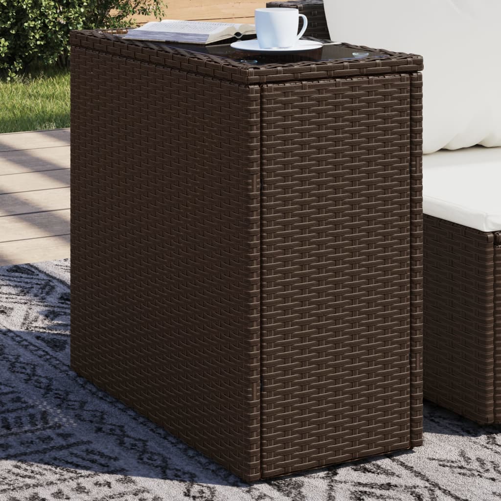 Mesa Auxiliar Jardín Tapa Vidrio Ratán Pe 58X27,5X55 Cm