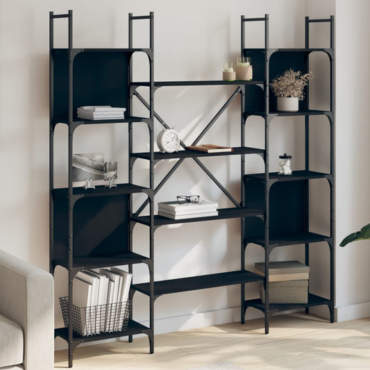 Estantería Madera De Ingeniería Negra 155,5X24X166,5 Cm