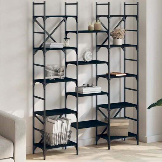 Estantería Madera De Ingeniería Negra 127,5X28,5X172,5 Cm