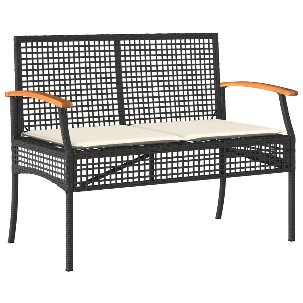 Juego Comedor Jardín 4 Piezas Con Cojines Ratán Sintético Negro