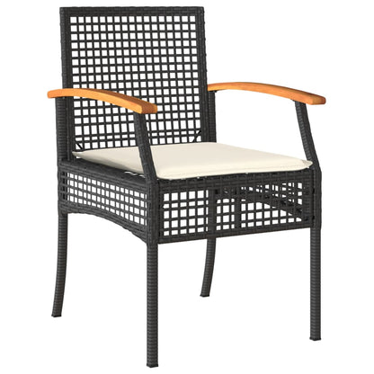 Juego Comedor Jardín 4 Piezas Con Cojines Ratán Sintético Negro