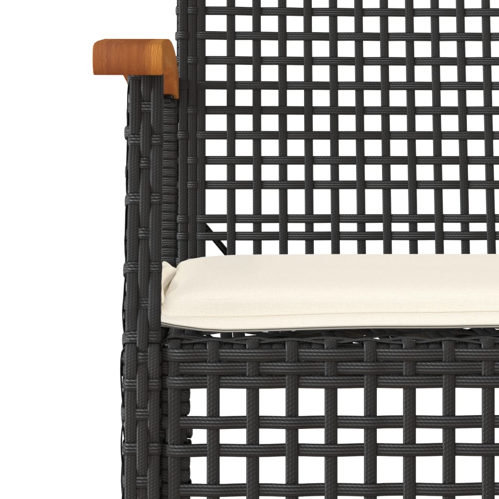 Juego Comedor Jardín 4 Piezas Con Cojines Ratán Sintético Negro