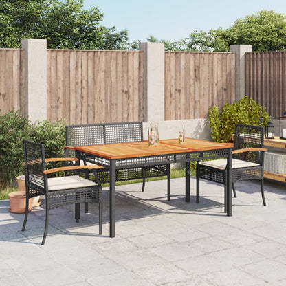 Juego Comedor Jardín 4 Piezas Con Cojines Ratán Sintético Negro