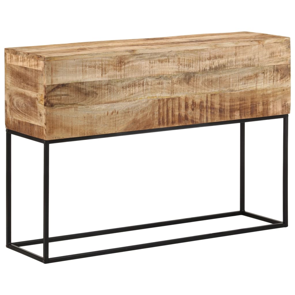Mesa Consola Madera Maciza Mango Rugosa Y Hierro