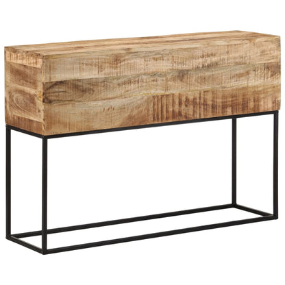 Mesa Consola Madera Maciza Mango Rugosa Y Hierro
