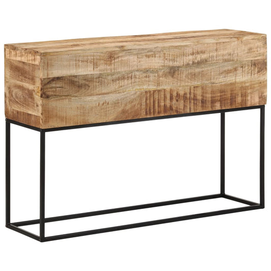 Mesa Consola Madera Maciza Mango Rugosa Y Hierro