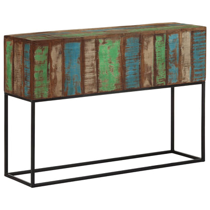 Mesa Consola Madera Maciza Mango Rugosa Y Hierro
