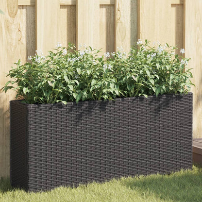 Jardineras Con 2 Maceteros 2 Uds Ratán Pe 90X20X40 Cm