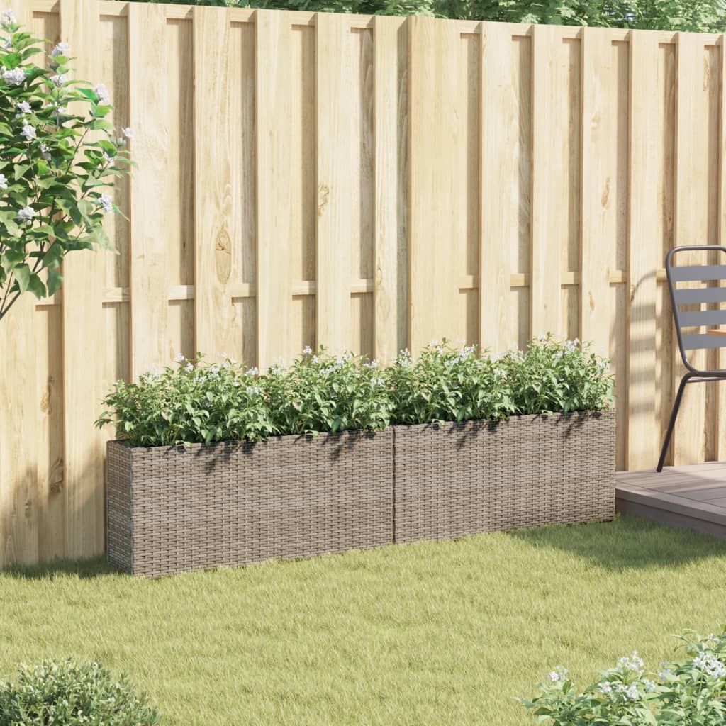 Jardineras Con 2 Maceteros 2 Uds Ratán Pe 90X20X40 Cm
