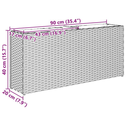 Jardineras Con 2 Maceteros 2 Uds Ratán Pe 90X20X40 Cm