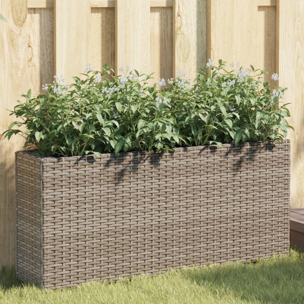 Jardineras Con 2 Maceteros 2 Uds Ratán Pe 90X20X40 Cm