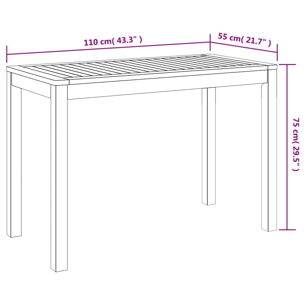Mesa De Comedor De Jardín Madera Maciza De Acacia