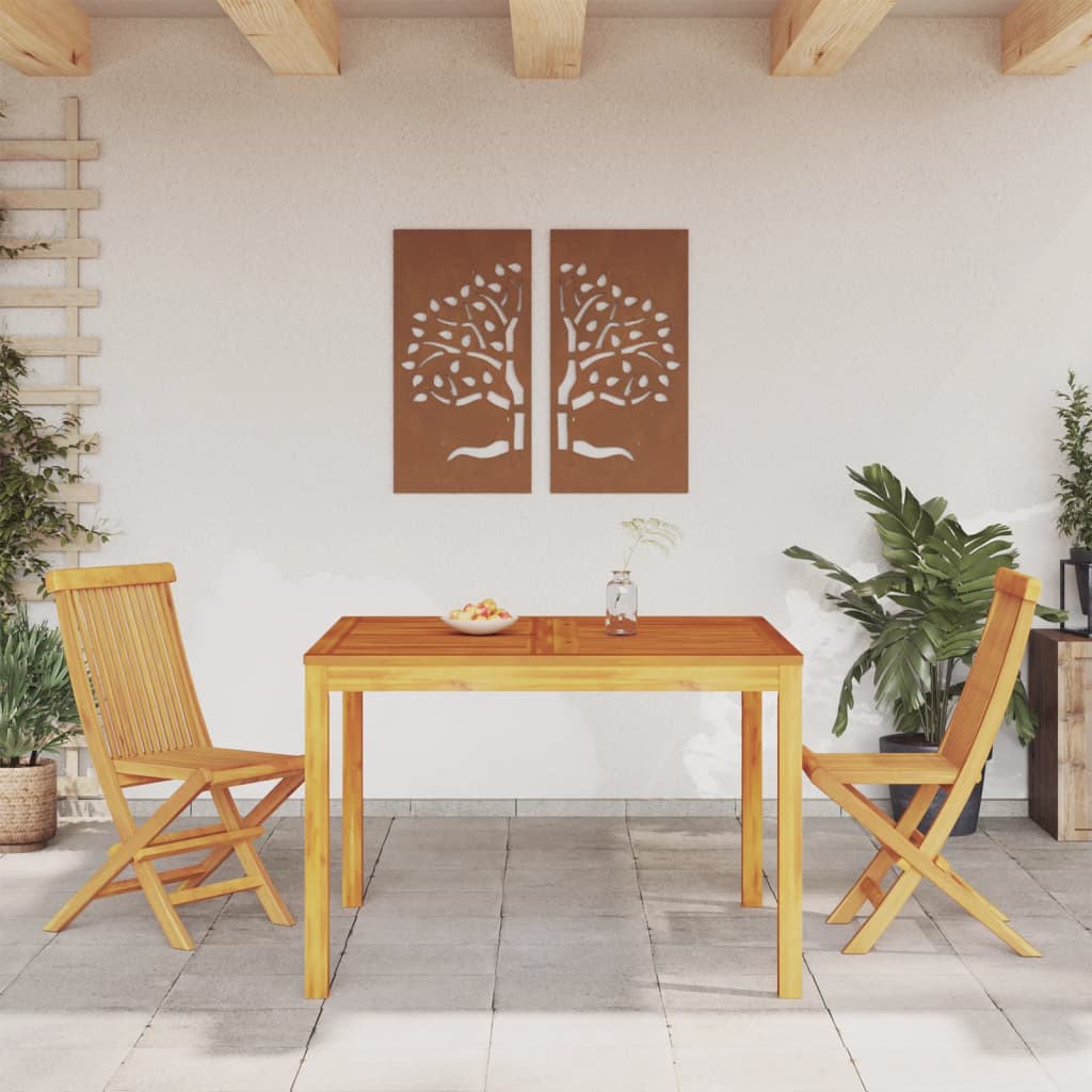 Mesa De Comedor De Jardín Madera Maciza De Acacia