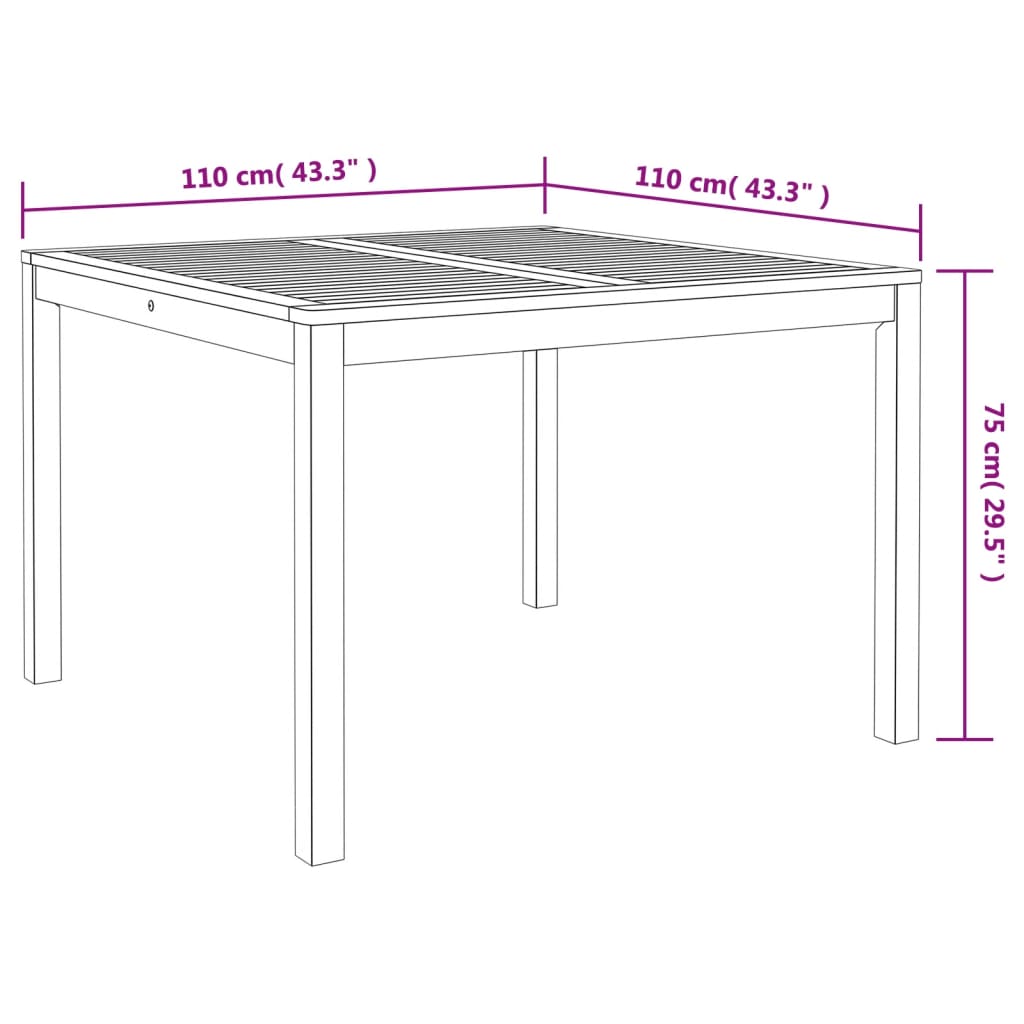 Mesa De Comedor De Jardín Madera Maciza De Acacia