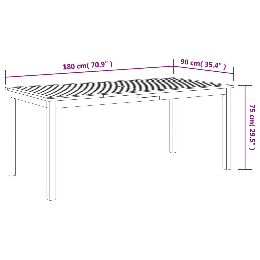 Mesa De Comedor De Jardín Madera Maciza De Acacia