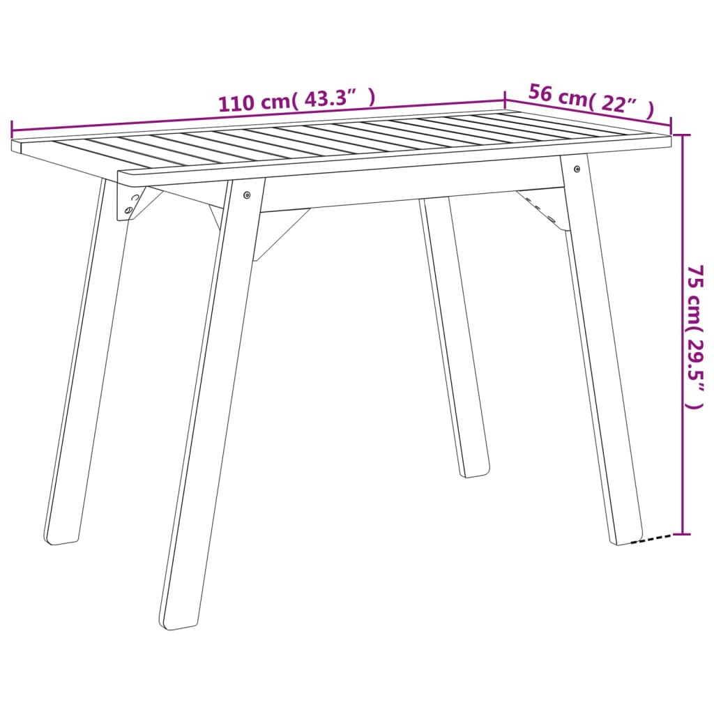 Mesa De Comedor De Jardín Madera Maciza De Acacia 110X56X75 Cm