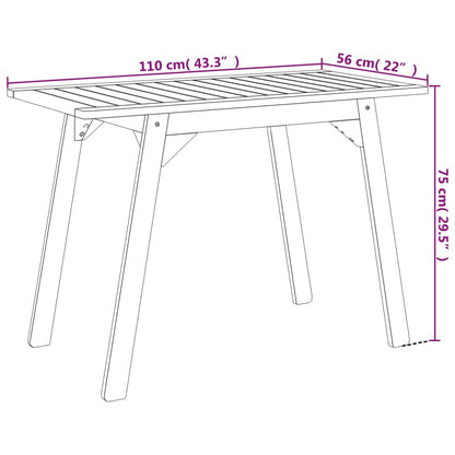 Mesa De Comedor De Jardín Madera Maciza De Acacia 110X56X75 Cm