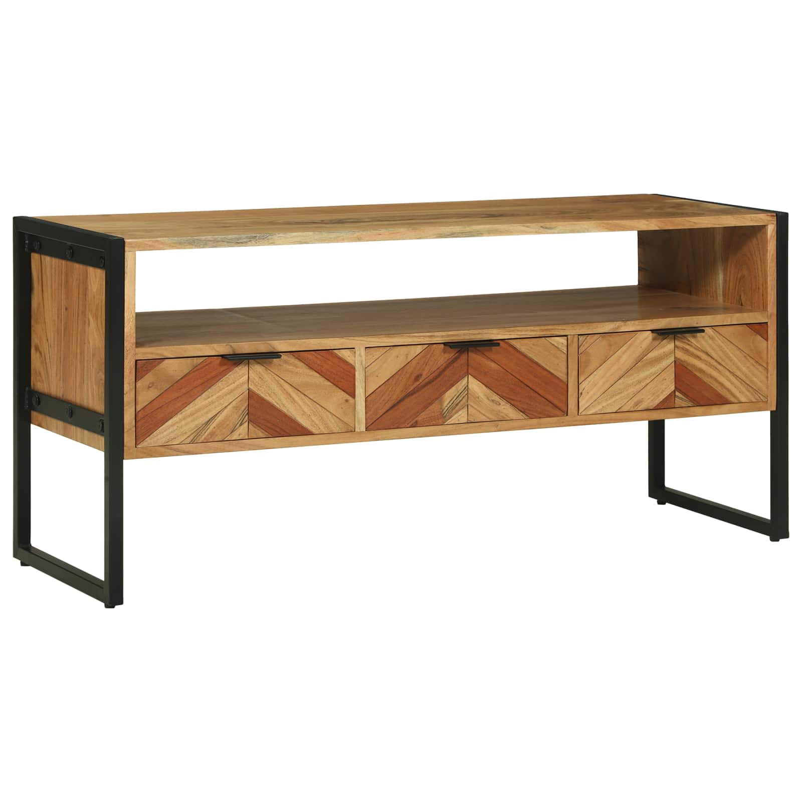 Mueble De Tv Marrón 100 X 35 X 50 Cm Madera De Acacia Sólida