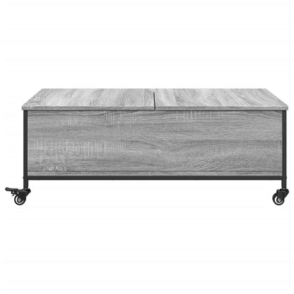 Mesa De Centro Con Ruedas Madera Ingeniería Gris 91X55X34 Cm