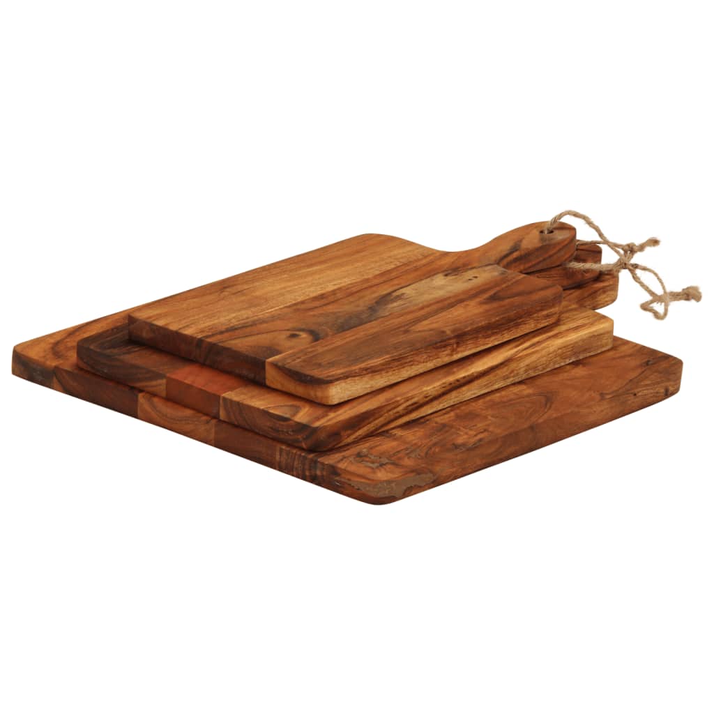 Tablas De Cortar 3 Piezas Madera Maciza De Acacia