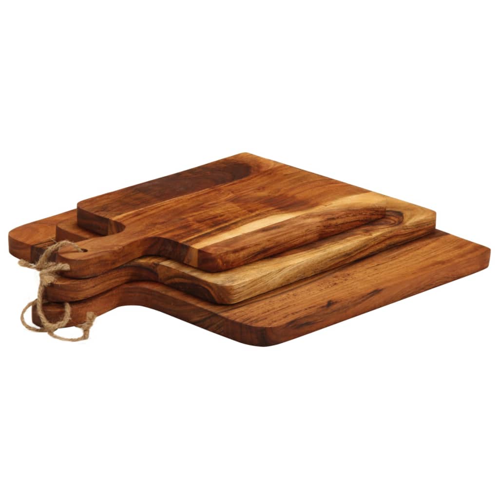 Tablas De Cortar 3 Piezas Madera Maciza De Acacia