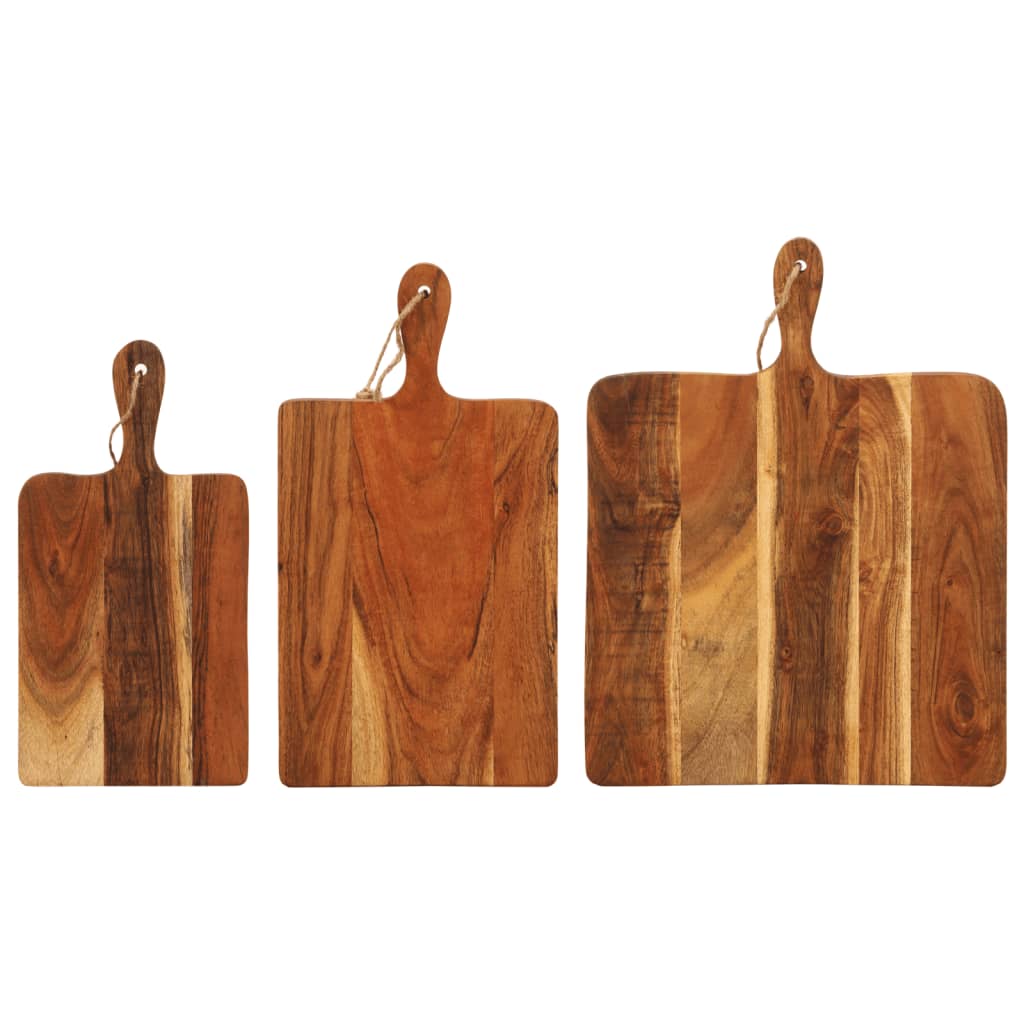 Tablas De Cortar 3 Piezas Madera Maciza De Acacia