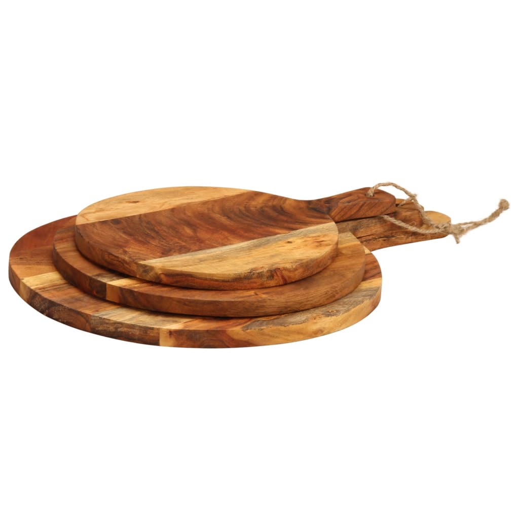 Tablas De Cortar 3 Piezas Madera Maciza De Acacia