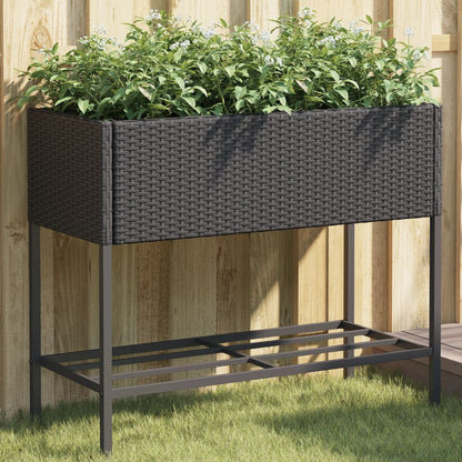 Jardineras Con Estante 2 Uds Ratán Sintético